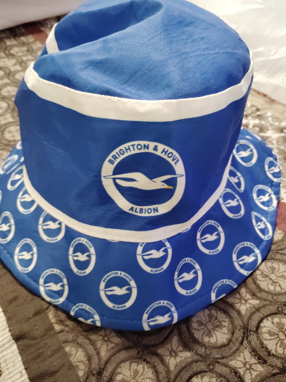 Brighton Blue and White Bucket Hat with Logo